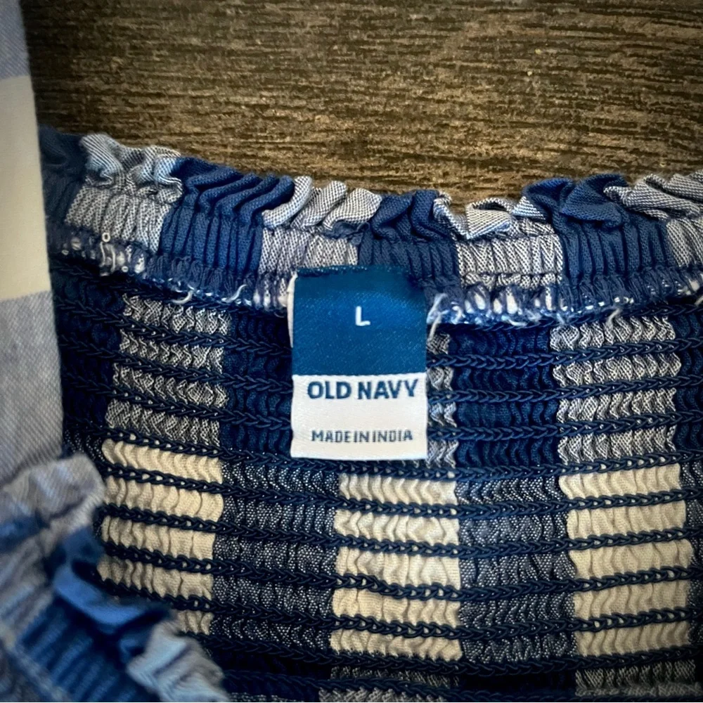 Old Navy blue & white checkered summer dress L - Picture 7 of 8